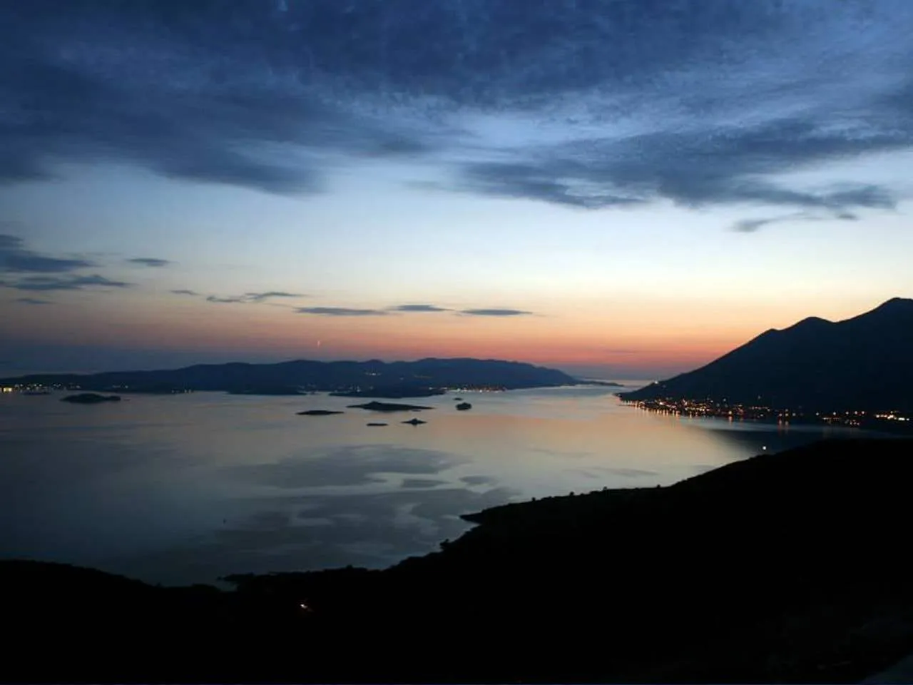 Sunset over the sea from Orebić
